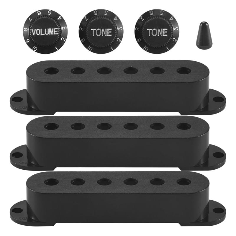 

A08R 3Pcs Durable Guitar Pickup Cover Volume Tone Knobs Switch Tip Parts Set,Black NONE