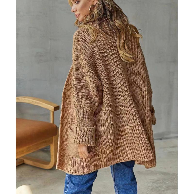 

Элегантный вязаный свитер, куртка для женщин, модный осенне-зимний длинный рукав, однотонный свободный кардиган, пальто, повседневная верхняя одежда больших размеров, свитера 24933 One Size верблюд