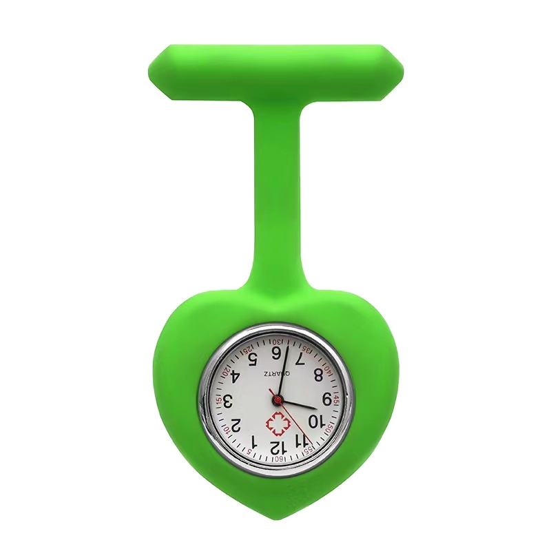 Portable Accurate Nursing Watch Colorful Rubber Lady s Chest Pocket Nurse Watch Silicone Pocket Doctor Watch Clock зелёный