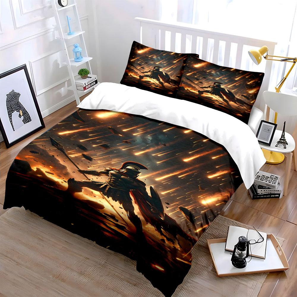 Warrior amidst fiery streaks. Bedding sets Duvet cover sets Duvet covers Pillowcases(1 * Duvet Cover 2 * Pillowcases, without duvet insert)