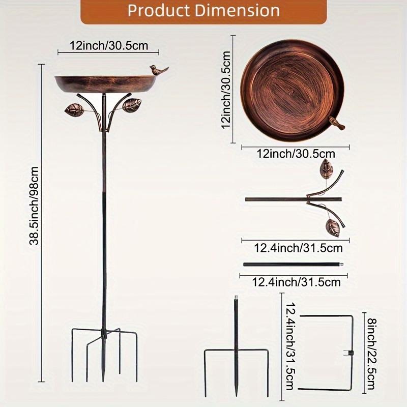 1pcs Vintage Iron Bird Feeder & Bath with Ground Stake Antique Outdoor Garden Decor Rustic Yard Ornament for Birds