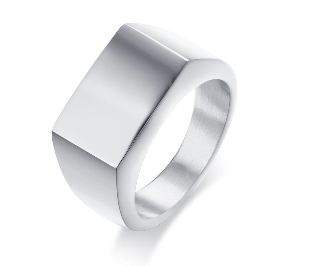 Customized Women Signet Ring,Minimalist 10MM Wide Finger Rings , Stainless Steel Punk Candid Fashion Jewelry Gift To Girls