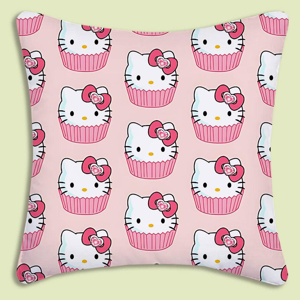 Cartoon Cute Hello Kitty Pillow Covers Cartoon Sofa Decorative Home Double-Sided Printing Short Plush Cute Cushion Cover