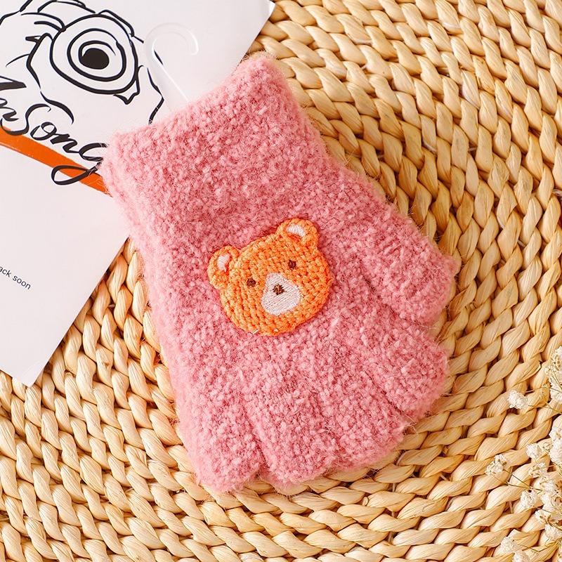 Cartoon children's gloves keep warm and cold in winter, all fingers, middle-aged children's kindergartens, boys and girls writing five fingers
