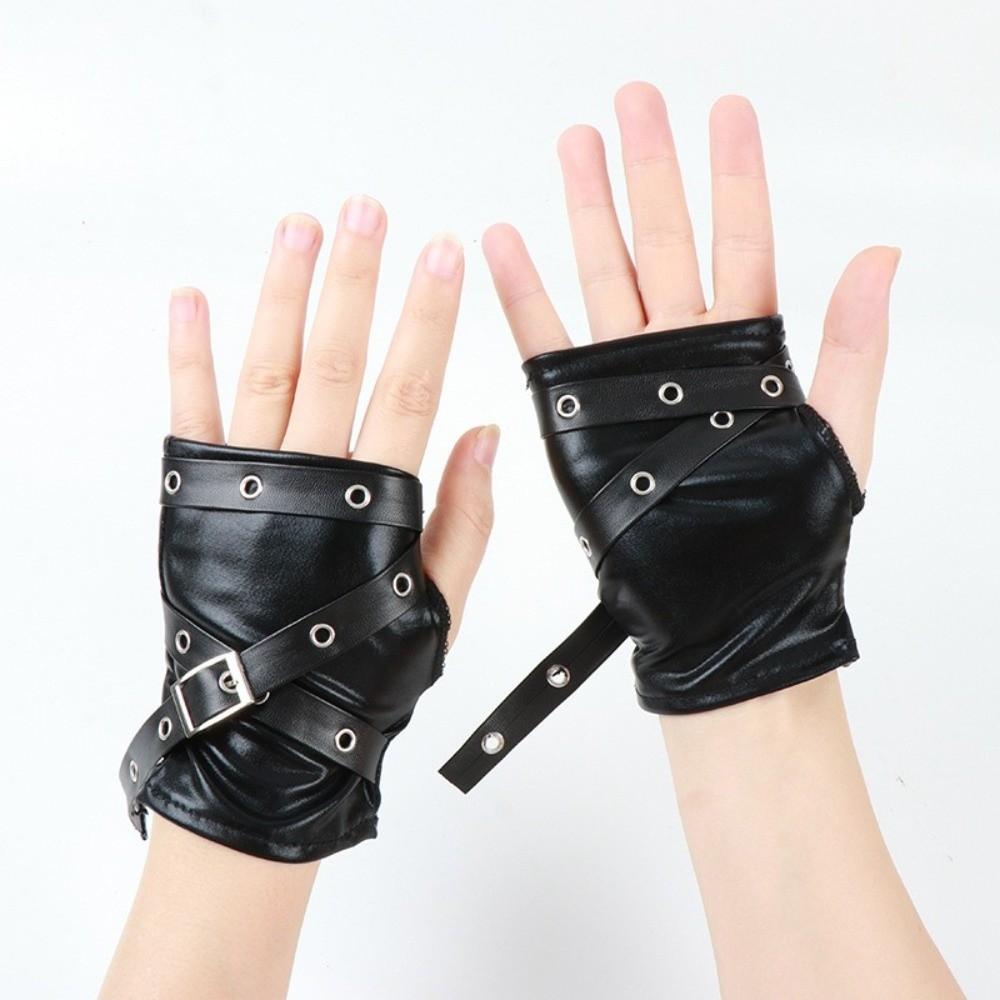 Y2K Half-finger Gloves Black Fingerless Mittens Fashion Arm Cover Outdoors