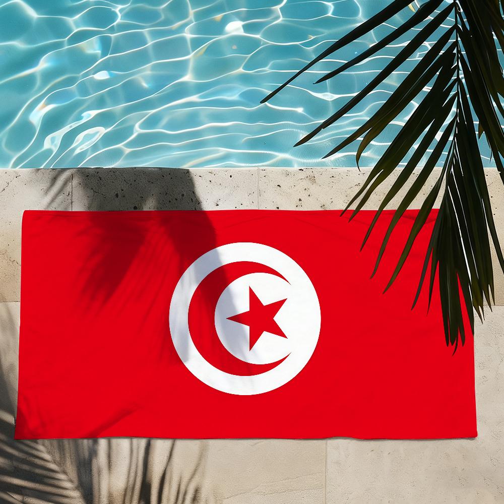 Bandiera Nazionale T-Tunisia Asciugamano Asciugatura Asciugamano da Bagno Applicabile a Nuoto Leggero Campeggio Yoga Spiaggia Fuori