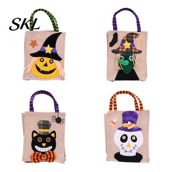Festive Halloween Candy Holders Trick or Treat Bags, Kids Non Woven Pumpkin Ghost Biodegradable Bags Tote, Reusable Goodie Spooky Party Favor Gift for