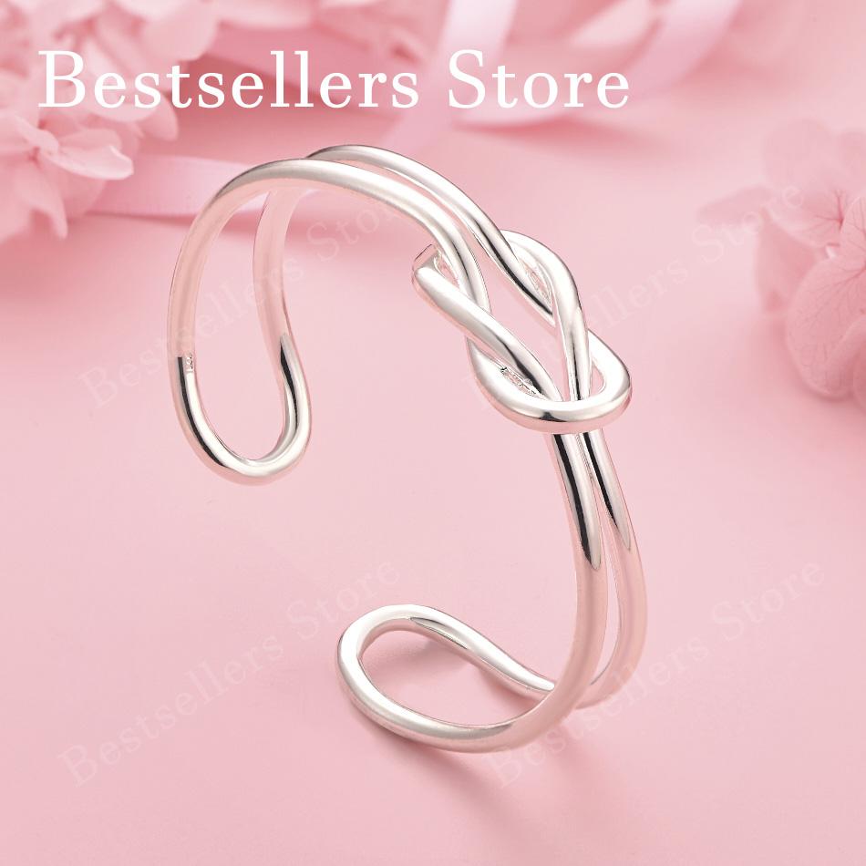 Luxurious 925 Sterling Silver Delicate Twist Cross Open Bracelet Women s Fashion Party Wedding Jewelry Accessory серебряный