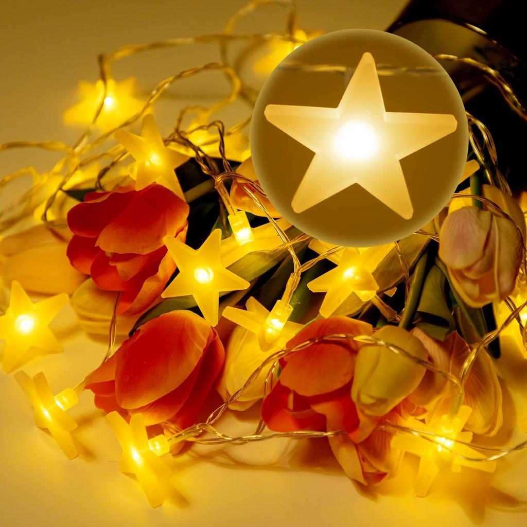 Iku no Sachi Star-Shaped Stylish LED Fairy Lights, Energy-Saving, 8 Lighting Modes, Waterproof IP44, Perfect for Christmas Tree Decorations,