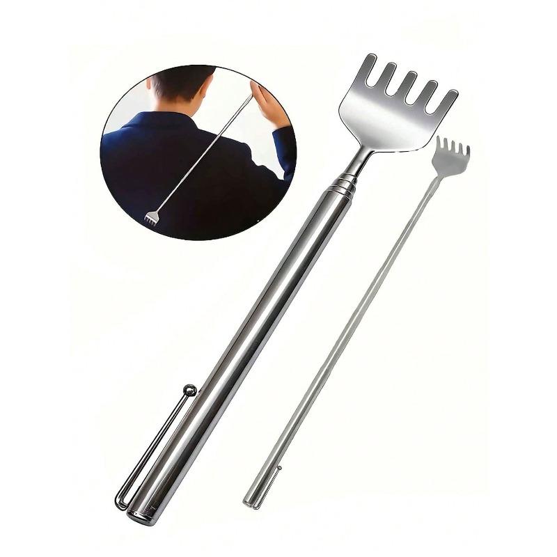 

Pen-Style Retractable Back Scratcher - Stainless Steel Portable Itch Relief Tool, Multi-Function Massager срібний