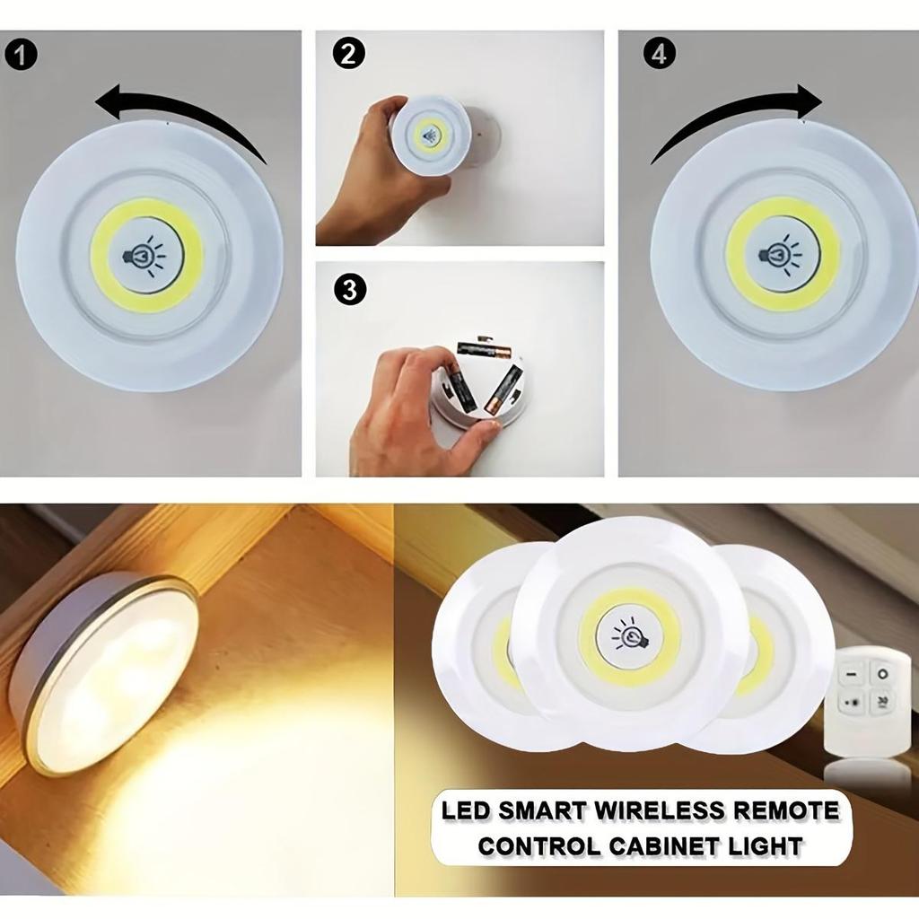 [Smart LED Lights] Smart Wireless LED Under-Cabinet Lights - COB Night Light With Remote Control - Perfect For Wardrobe, Kitchen & More