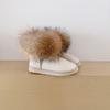 Winter Schneestiefel Damen Fuchshaar Niedriger Schaft Rindsleder Plüsch Warm Leicht Damenstiefel Stiefel