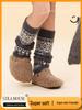 Girls' Jacquard Retro Wool Leg Warmers - Thick, Warm Mid-Calf Socks for Autumn & Winter.
