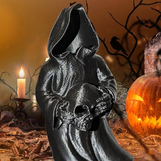 Halloweenská figurka čaroděje-ducha Gotická socha Smrtky s LED světlem Sváteční párty Bez tváře Čaroděj Dekorace Ozdoba