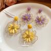 Silver Needle Metal Raffia Flower Earrings Niche Design Temperament Earrings Simple and Versatile High-end Earrings