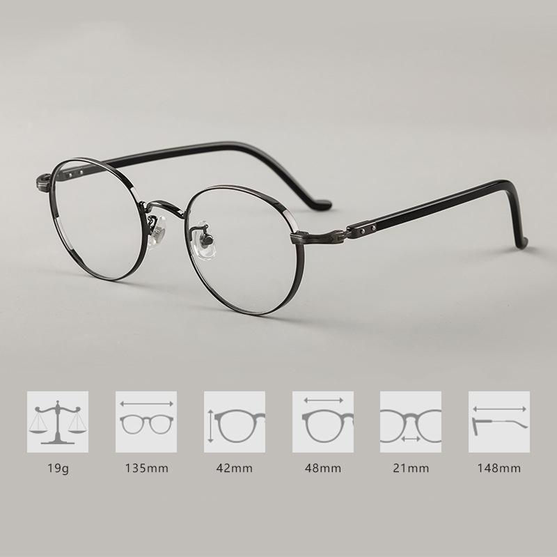 Japanese Style Pure Titanium Frame Acetate Temple Glasses Small Face Personalized Pile Head Design Eyeglass Widen Edges Eyewear