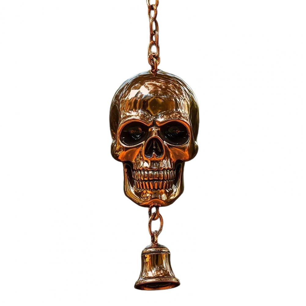 Outdoor Skull Decor Dark Theme Wind Chime Vintage Skull Wind Chime for Indoor Outdoor Garden Patio Metal Hanging Bell Halloween