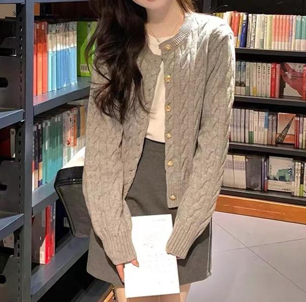 Chaqueta de punto acanalada para mujer, ropa de mujer, suéter tipo túnica con cuello redondo, suéteres casuales de moda de punto, suéteres recortados, jersey para mujer