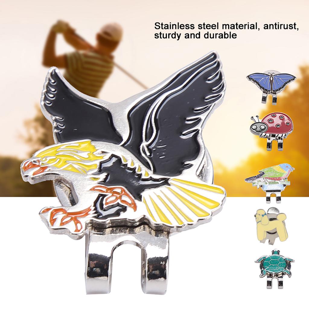 Stainless Steel Golf Hat Clip with Magnetic Ball Marker 18g 30-35mm Cute Animal Design Ladybug/Butterfly/Tortoise Durable Rustpr