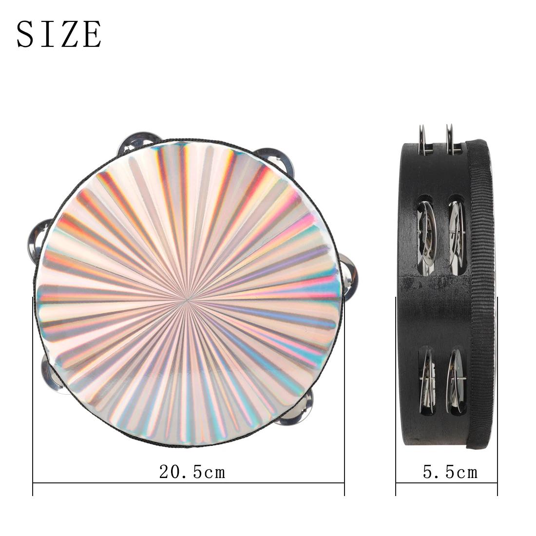 

IRIN 8 Inch Tambourine Handbell Double Row Jingles Colorful Light Panel Children s Music Enlightenment Percussion Toys Gifts