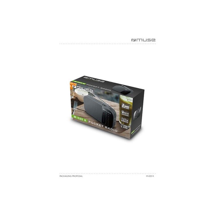 Radio portable - MUSE - M-025 R - Noir - Antenne télescopique - Haut-parleur intégré
