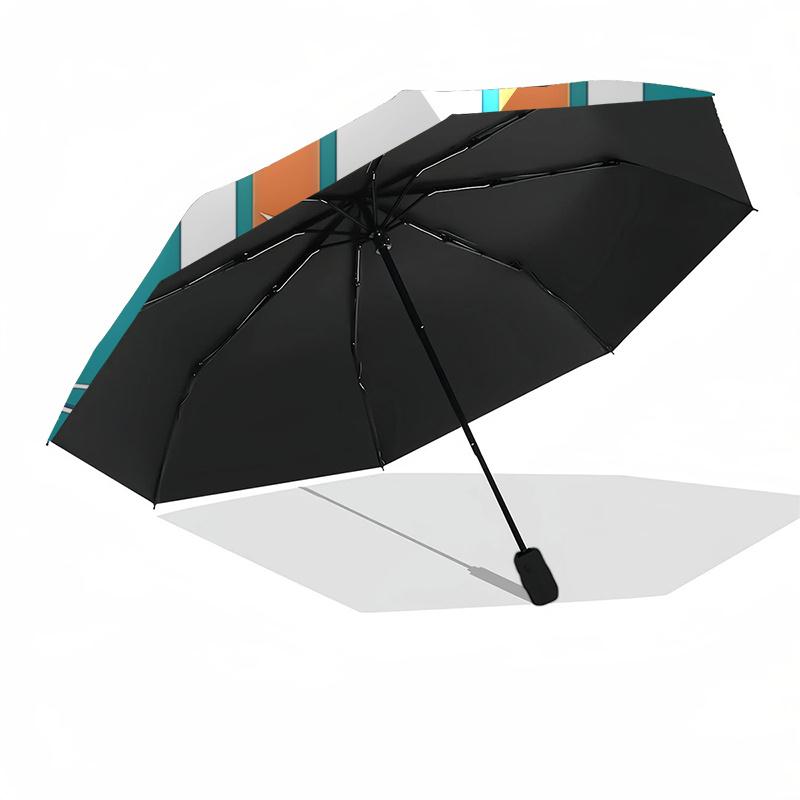 Miami Dolphins Logo Automatic Opening Folding Umbrella - Portable 3-Fold Design with 8-Bone Iron Frame, Perfect for Fans and Outdoor Use, Id