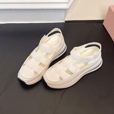 Fashion Ladies Shoes 2025 High Quality Buckle Strap Women's Sandals New Closed Toe Office and Career Summer Solid Wedge Sandals