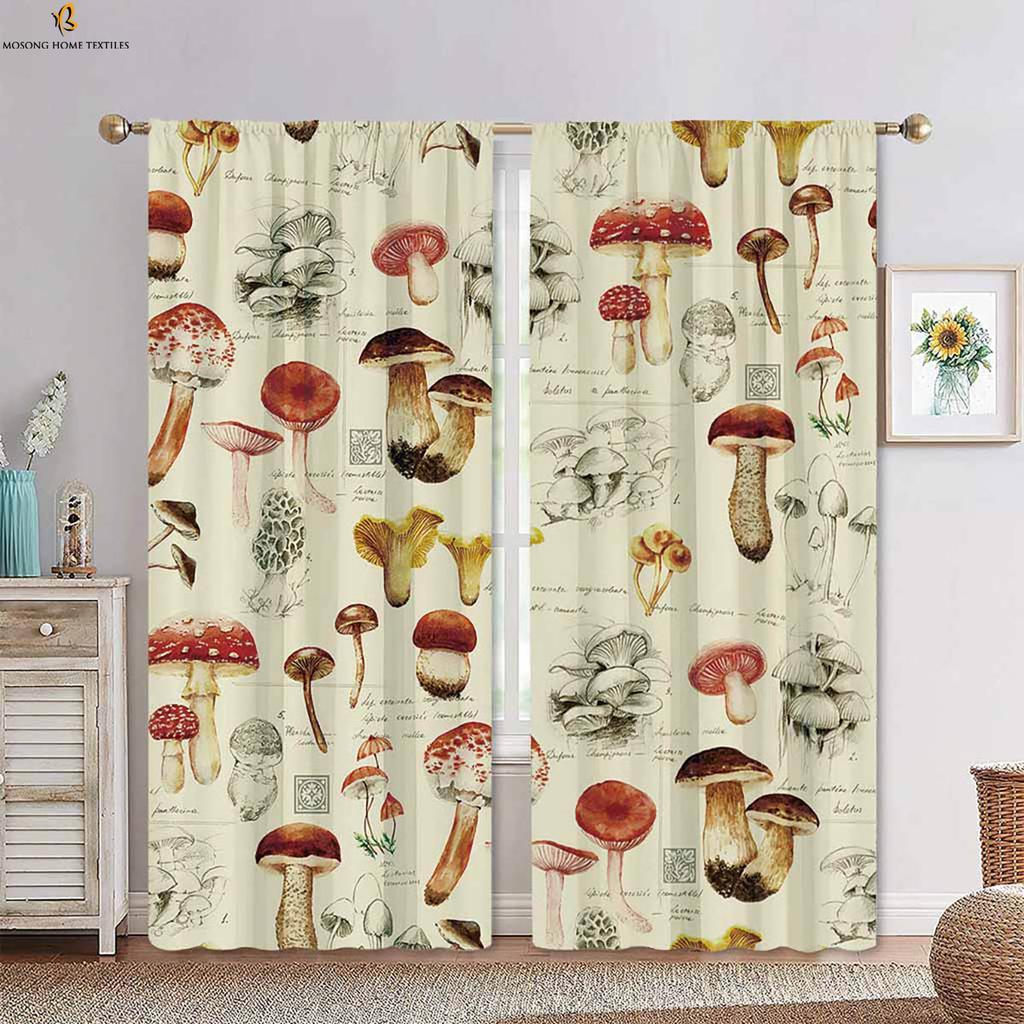 Fantasy Cartoon World Mushroom 3d Printing Curtain Bedroom Kitchen Living Room Children's Room Decorative Curtain 2 Pieces
