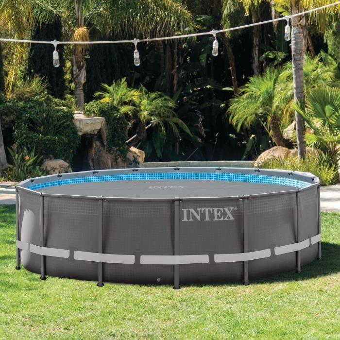 Bâche à bulles pour piscine INTEX - Diamètre 4,20m - Renforcée pour une meilleure durabilité - Gris