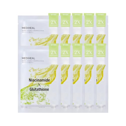 

MEDIHEAL OFFICIAL Derma Synergy Wrapping Mask (10 Sheets) (Niacin x Glutathione) Korean Mask Tone-Up Moisturizing