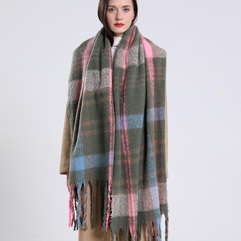 New Luxury Cashmere Women Plaid Scarf Winter Warm Shawl And Wrap Bandana Pashmina Long Tassel Female Foulard Thick Blanket
