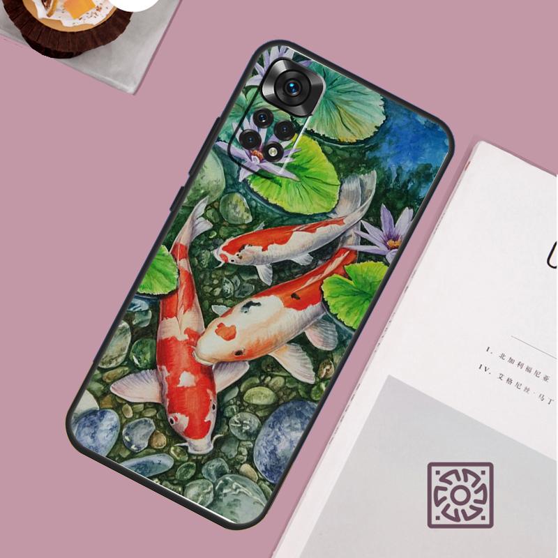 Koi Carp Fish Painting Case For Xiaomi Redmi Note 12 11 8 9 10 13 Pro 12S 11S 10S 9S Redmi 13C 9C 10C 12C Cover