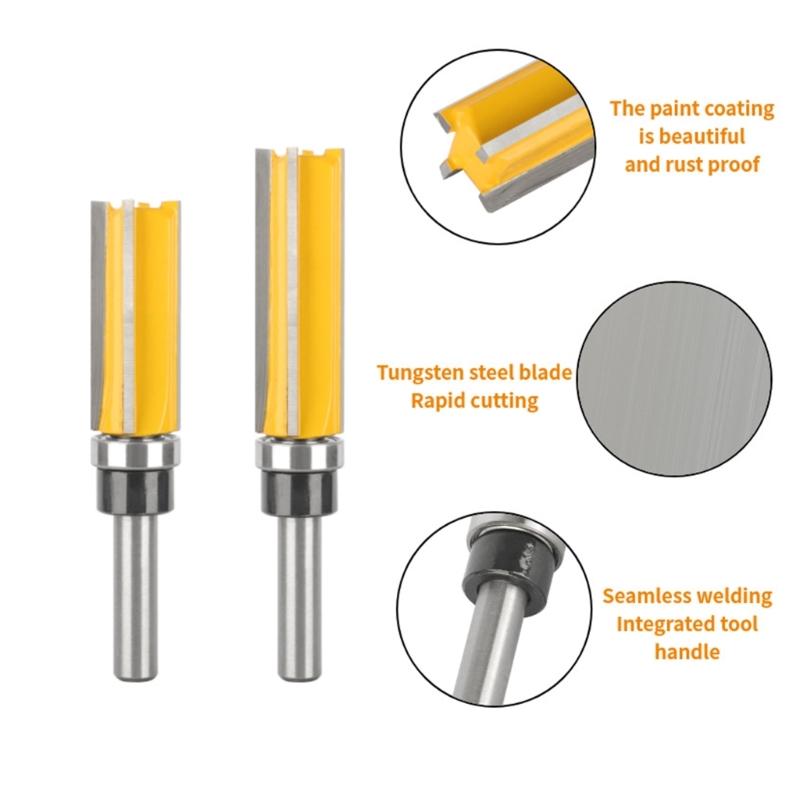 2PCS 8mm Shank Bearing Guided Milling Tool 4 Flute Wood Milling Cutter Suitable for Smooth Precise Cutting in Carpentry