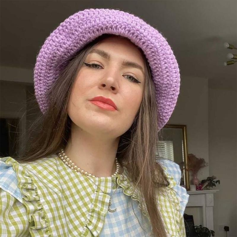 Popular Crochet Flower Fisherman Hat for Adult Female Handmade Knitted Skull Hat InsStyle Hat Girl Casual Bucket Hat