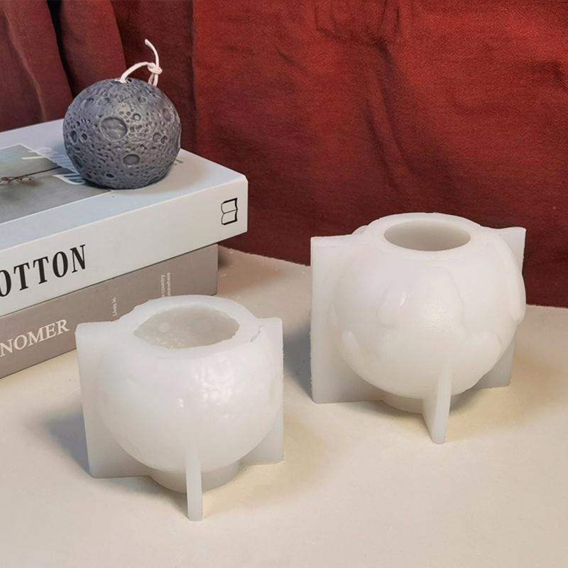 Candle Silicone Mould 3D Moon/Earth Shaped Epoxy Resin Mold for DIY Candle Making Handmade Crafts Home Decoration