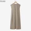 ZANZEA Women Casual V-Neck Summer Short Sleeve Long Dress