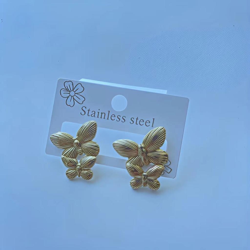 18K Gold Plated Stainless Steel Butterfly Bow Stud Earrings - Hypoallergenic Durable Elegant Jewelry for Parties & Daily Wear