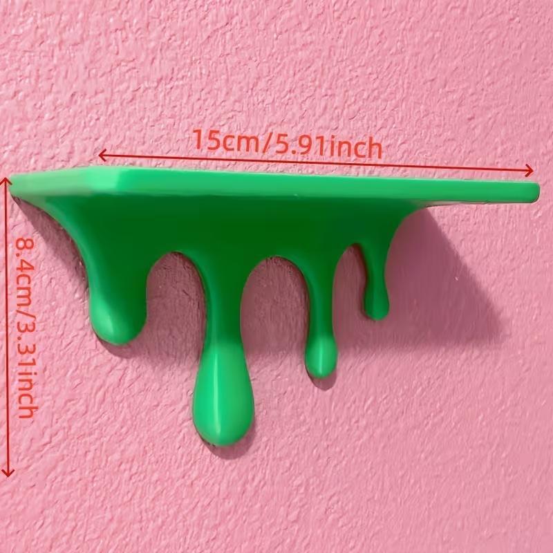 3D Printed Floating Wall Mounted Shelf Creative Drip Design Plastic Rack for Hallway Key Mail Small Accessory Storage