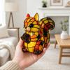Animal Table Lamp, Colored Glass Chicken Squirrel Monkey Mouse Horse Cattle Night Light, Warm Light Bedside Lamp for Bedroom Living Room