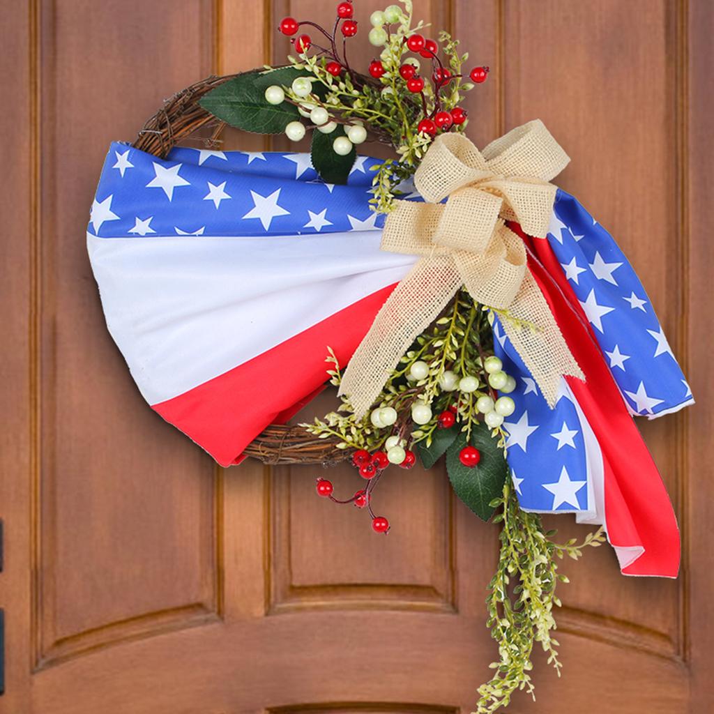 Creative Independence Day Atmosphere Wreath Door Hanging Outdoor Courtyard Decoration Vine Circle Festival Party Wall Hanging