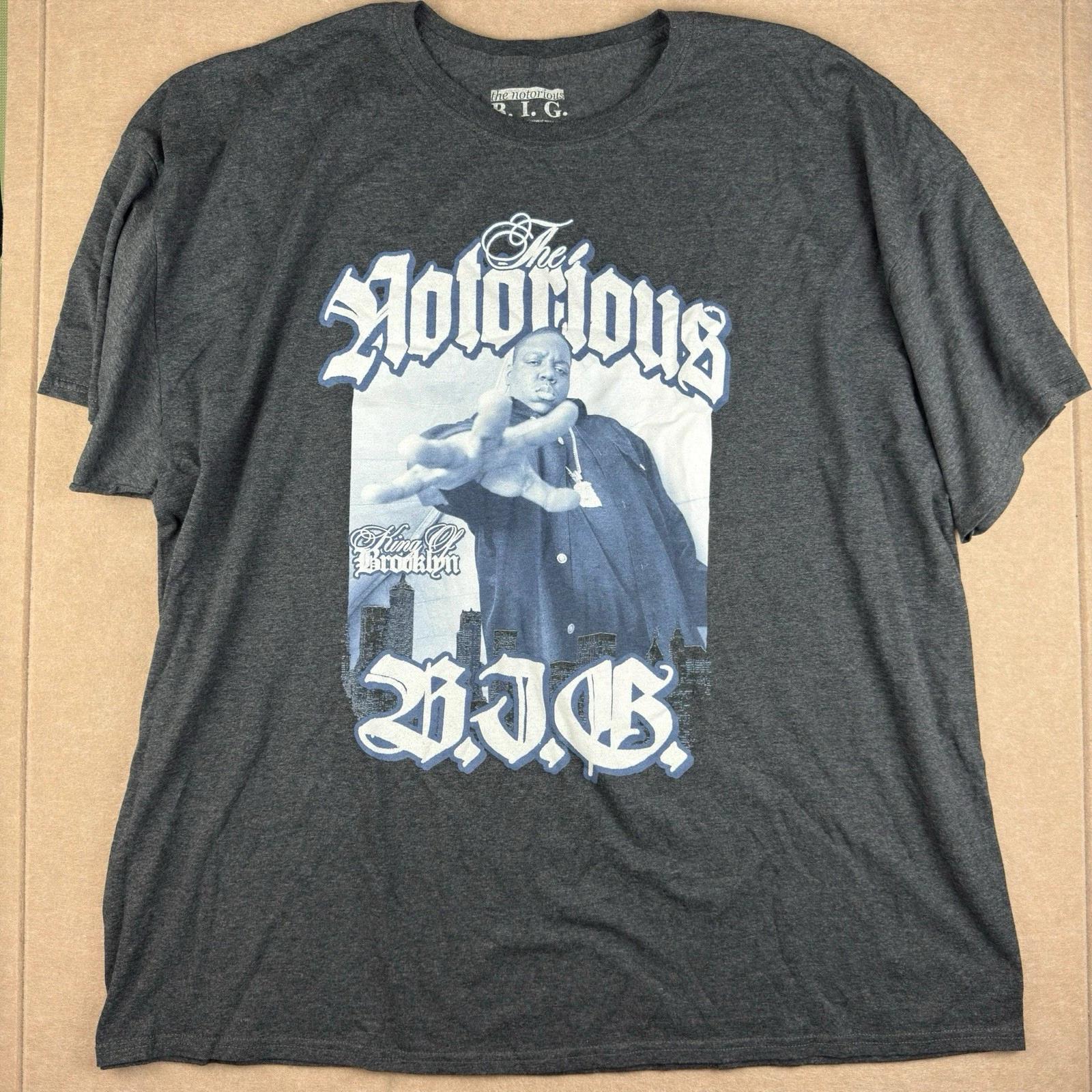 Notorious BIG Shirt Men 3X Gray King of Brooklyn Rap Graphic Tee Hip Hop Music 2XL