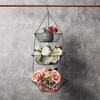 Three-Tier Iron Hanging Fruit Basket, Hollow Metal for Kitchen/Dining Storage