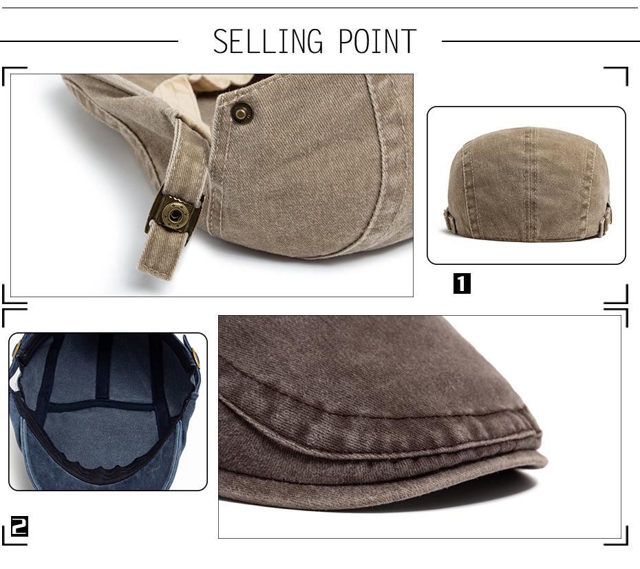 Vintage Distressed Cotton Newsboy Beret - Unisex Spring/Summer Casual Duckbill Cap