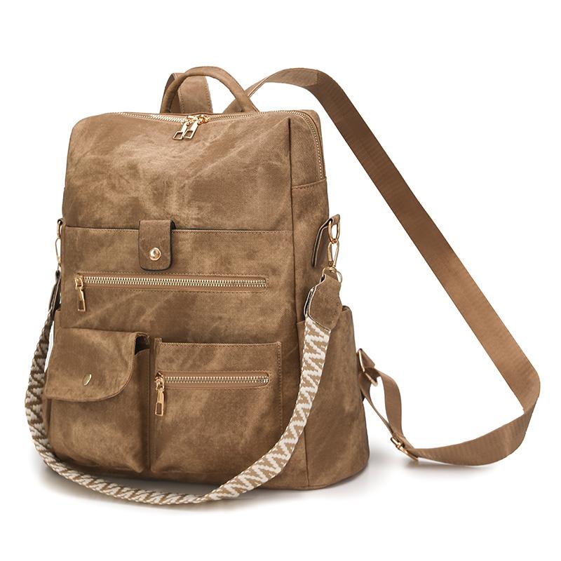 PU Backpack Multi Pocket Zipper Closure Casual Daypack for Women Daily Travel