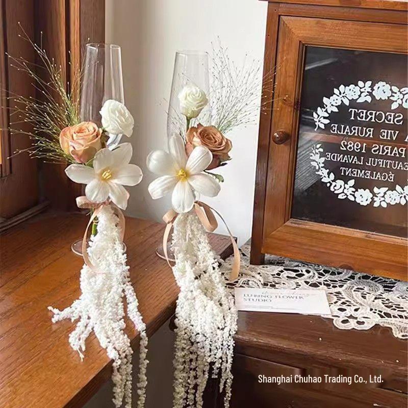 Handmade Champagne Glass Decoration Kit for Weddings & Engagements