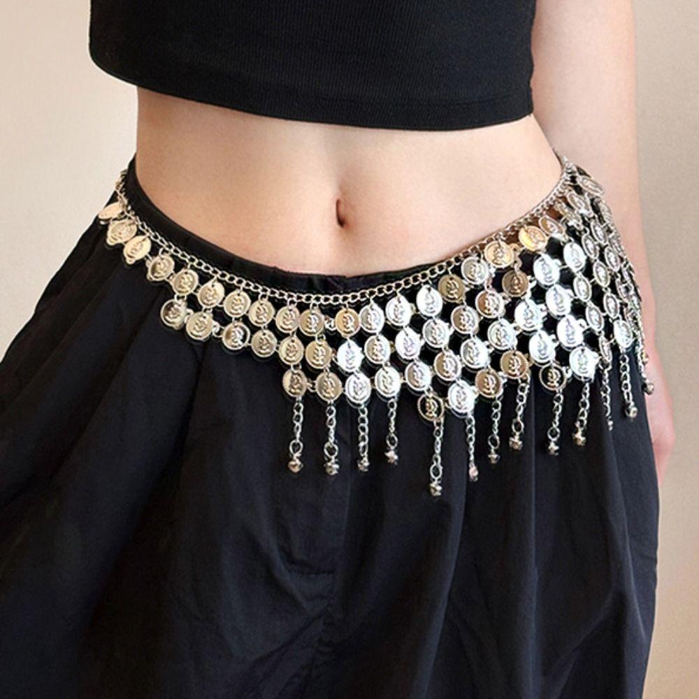 Round Metal Tassel Waist Chain Bell Ethnic Style Belt Bohemian Style Waistband  Dress Accessories