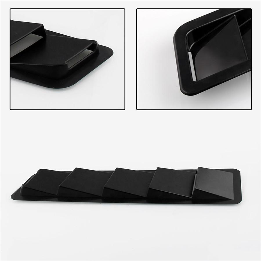1 Pair 16.7x4.5 Universal Hood Vents Louver Panel Trim Matte Black ABS