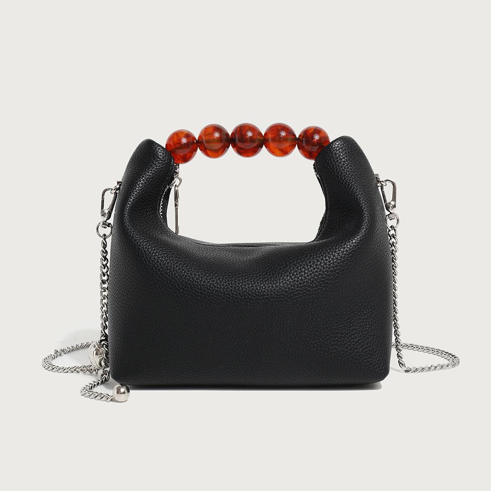 2024 Summer New Niche Beaded Handheld Lunch Bag, Chain Bag, Fashionable Versatile Dumpling Bag, Single Shoulder Crossbody Bag