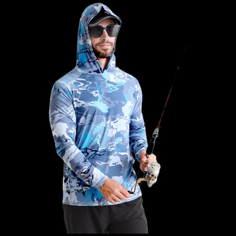 SBART Men s Quick-Dry Hooded Fishing Sun Shirt DY0010 4XL