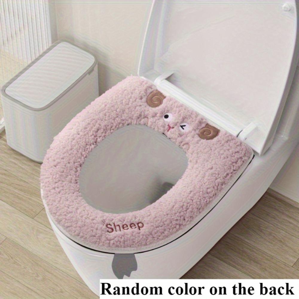 Cartoon Toilet Seat Cover Winter Zipper with Lifter Universal Toilet Seat Cover Home Use Bathroom Decor Toilet Set Accessories